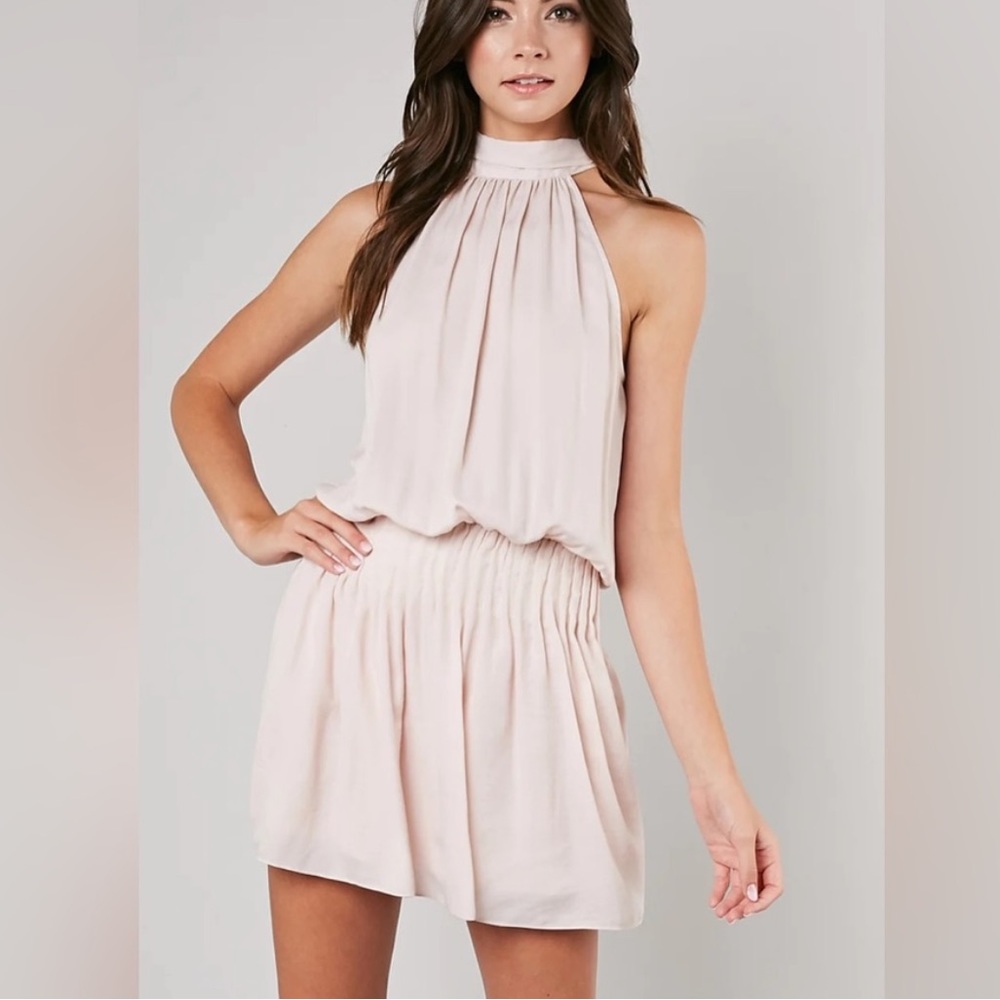 DO+BE Women's Halter Neck Smocked Waist Mini Dress